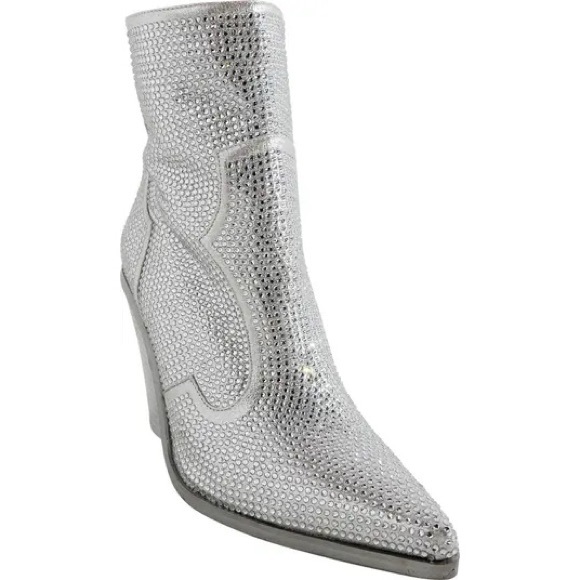 New Azalea Wang Rhinestone Crystal Embellished Cowboy Boots 11 🌟🌟 - Picture 4 of 13